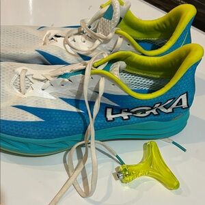 Hoka TRACK SHOES Blue, White & Neon Yellow Athletic Sneakers men 13